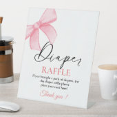 ピンクボウベビーおむつラッフルベビーシャワーゲームサイン 台座サイン (インサイチュ)