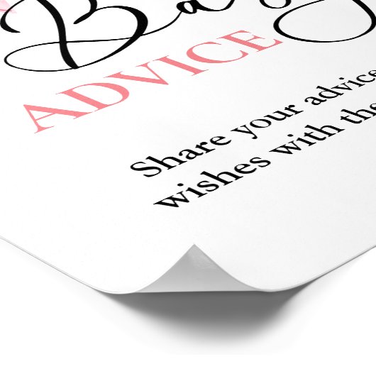 ピンクボウベビーアドバイスベビーシャワーゲーム ポスター (角)