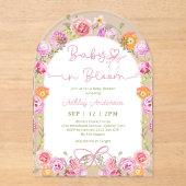 ピンクボウベビーイン開花フローラガールベビーシャワー アクリル招待状 (正面)