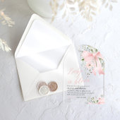 ピンクボウベビーイン開花フローラガールベビーシャワー アクリル招待状