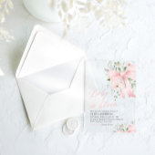 ピンクボウベビーイン開花フローラガールベビーシャワー アクリル招待状