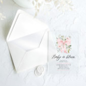 ピンクボウベビーイン開花フローラガールベビーシャワー アクリル招待状