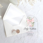 ピンクボウベビーイン開花フローラガールベビーシャワー アクリル招待状