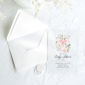 ピンクボウベビーイン開花フローラガールベビーシャワー アクリル招待状