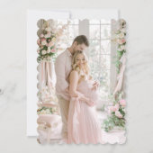 ピンクボウベビーイン開花フローラガールベビーシャワー 招待状 (裏面)