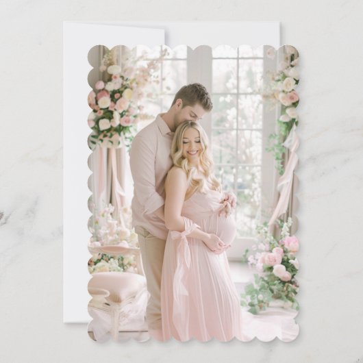 ピンクボウベビーイン開花フローラガールベビーシャワー 招待状 (裏面)