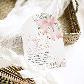 ピンクボウベビーイン開花フローラガールベビーシャワー 招待状