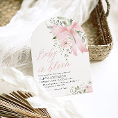 ピンクボウベビーイン開花フローラガールベビーシャワー 招待状