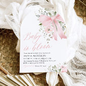 ピンクボウベビーイン開花フローラガールベビーシャワー 招待状