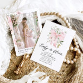 ピンクボウベビーイン開花フローラガールベビーシャワー 招待状