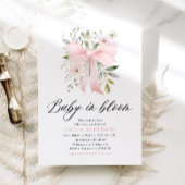 ピンクボウベビーイン開花フローラガールベビーシャワー 招待状