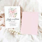ピンクボウベビーイン開花フローラガールベビーシャワー 招待状