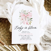 ピンクボウベビーイン開花フローラガールベビーシャワー 招待状