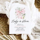 ピンクボウベビーイン開花フローラガールベビーシャワー 招待状