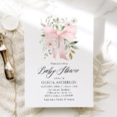 ピンクボウベビーイン開花フローラガールベビーシャワー 招待状