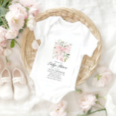 ピンクボウベビーイン開花フローラガールベビーシャワー 招待状