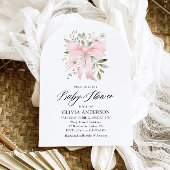 ピンクボウベビーイン開花フローラガールベビーシャワー 招待状