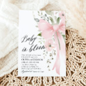 ピンクボウベビーイン開花フローラガールベビーシャワー 招待状