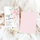 ピンクボウベビーイン開花フローラガールベビーシャワー 招待状