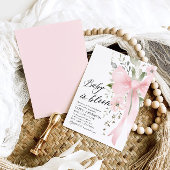 ピンクボウベビーイン開花フローラガールベビーシャワー 招待状