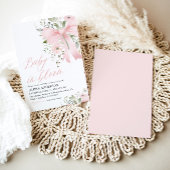 ピンクボウベビーイン開花フローラガールベビーシャワー 招待状