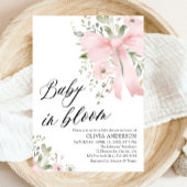 ピンクボウベビーイン開花フローラガールベビーシャワー 招待状