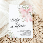 ピンクボウベビーイン開花フローラガールベビーシャワー 招待状