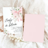 ピンクボウベビーイン開花フローラガールベビーシャワー 招待状