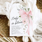 ピンクボウベビーイン開花フローラガールベビーシャワー 招待状