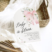 ピンクボウベビーイン開花フローラベビーシャワーアーチ 招待状