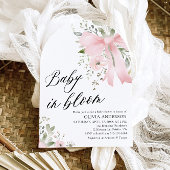 ピンクボウベビーイン開花フローラベビーシャワーアーチ 招待状