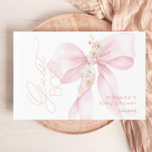 ピンクボウベビーイン開花フローラベビーシャワー ゲストブック