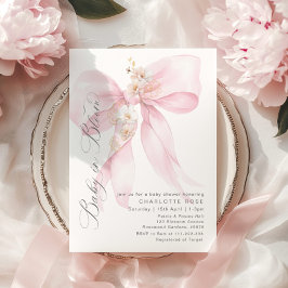 ピンクボウベビーイン開花フローラベビーシャワー 招待状