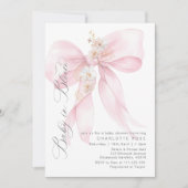 ピンクボウベビーイン開花フローラベビーシャワー 招待状 (正面)