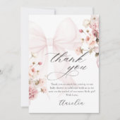 ピンクボウベビーイン開花ベビーシャワーサンキューカード サンキューカード (正面)