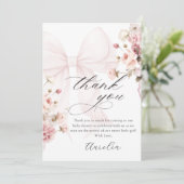 ピンクボウベビーイン開花ベビーシャワーサンキューカード サンキューカード (スタンド正面)