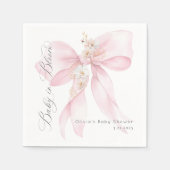 ピンクボウベビーイン開花ベビーシャワー スタンダードカクテルナプキン (正面)