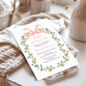 ピンクボウベビーイン開花ベビーシャワー 招待状