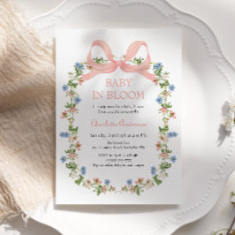 ピンクボウベビーイン開花ベビーシャワー 招待状