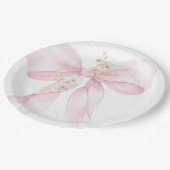 ピンクボウベビーイン開花桜ベビーシャワー ペーパープレート (アングル)
