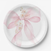 ピンクボウベビーイン開花桜ベビーシャワー ペーパープレート (正面)