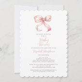 ピンクボウベビーガールシャワーコケガーリーット 招待状 (正面)