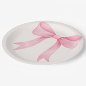 ピンクボウベビーシャワーエレガント-紙プレート ペーパープレート (アングル)
