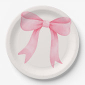 ピンクボウベビーシャワーエレガント-紙プレート ペーパープレート (正面)