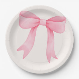ピンクボウベビーシャワーエレガント-紙プレート ペーパープレート