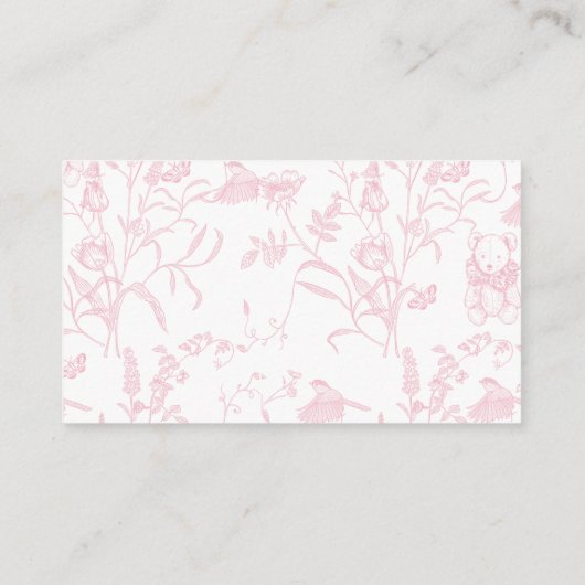 ピンクボウベビーシャワーガールカスタム エンクロージャーカード (裏面)