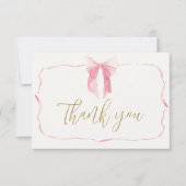 ピンクボウベビーシャワーガールサンキューカード サンキューカード (正面)