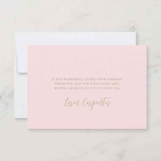 ピンクボウベビーシャワーガールサンキューカード サンキューカード (裏面)