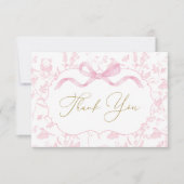ピンクボウベビーシャワーガールサンキューカード サンキューカード (正面)