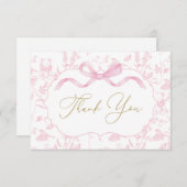 ピンクボウベビーシャワーガールサンキューカード サンキューカード (正面/裏面)